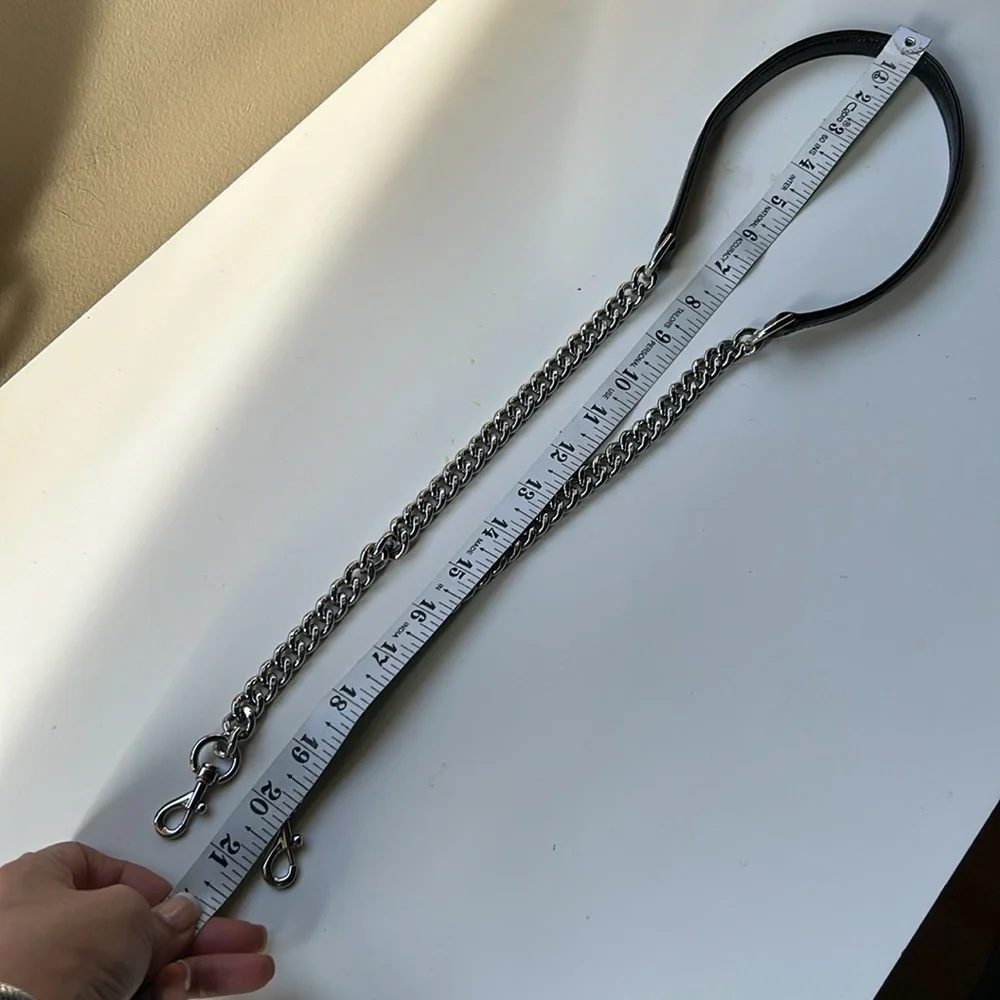 Silver and black leather strap for purse - Picture 6 of 6